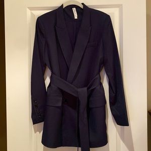 Navy belted blazer